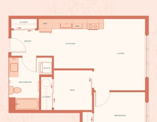 The Warren in Spokane, WA One Bedroom with Den A Floor Plan