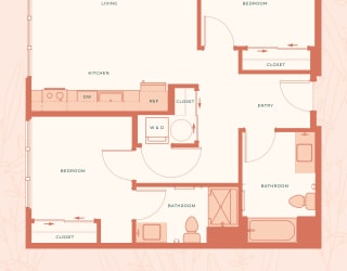 The Warren in Spokane, WA Two Bedroom Two Bathroom A Floor Plan