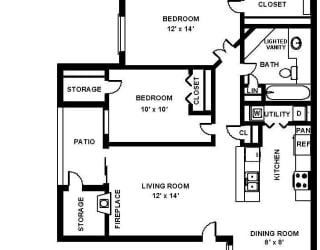 Fulton's Crossing and Landing 2D Floor Plan - The Charleton 2b1b