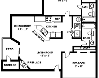 Fulton's Crossing and Landing 2D Floor Plan - The Danbury 2b2b