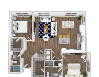 The Edison at Bozeman Apartments Palisade 3D Floor Plan