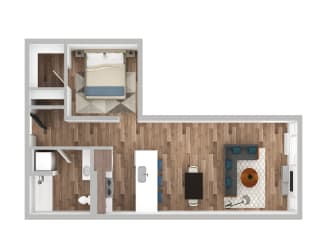 The Gabe Apartments in Portland, Oregon 1J Floor Plan