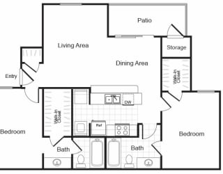 Valley Ridge Apartments in Lewisville, Texas B2 Floor Plan