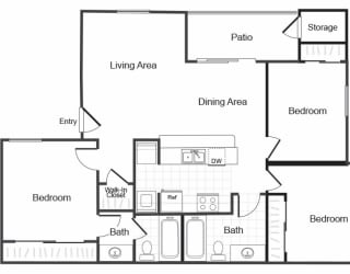 Valley Ridge Apartments in Lewisville, Texas C1 Floor Plan