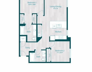 Zinnia Apartments in Shoreline, Washington C2 Floor Plan