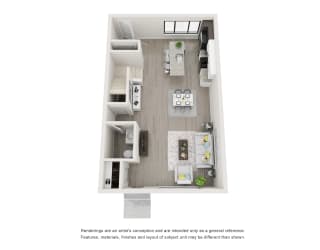 Floor plan of Maple Place townhome, 3-bedroom style (ground level)
