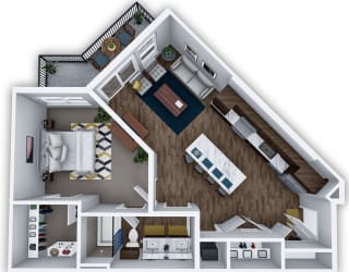 A1 1 bed 1 bath D at The Villas at Waterside, Lenexa, KS, 66214