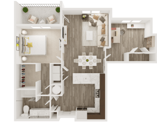 one bedroom one bath floor plan C at The Apex at CityPlace, Kansas, 66210