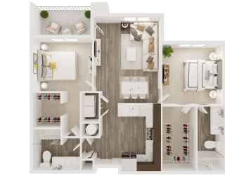 2 bed 2 bath floor plan at The Apex at CityPlace, Overland Park, KS