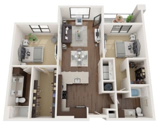 2 bedroom 2 bathroom Floor plan C at The Residences at Galleria, Kansas, 66211
