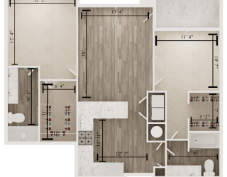2 bedroom 2 bathroom floor plan S at The Apex at CityPlace, Overland Park