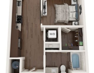 1 bed 1 bath floor plan A at The Residences at Galleria, Kansas