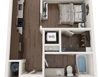 1 bed 1 bath floor plan C at The Residences at Galleria, Kansas, 66211