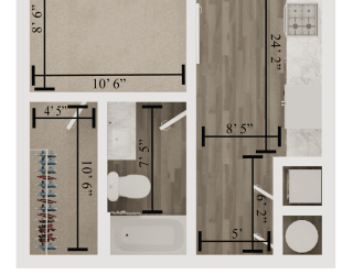 Studio 1 bath floor plan E at The Apex at CityPlace, Kansas