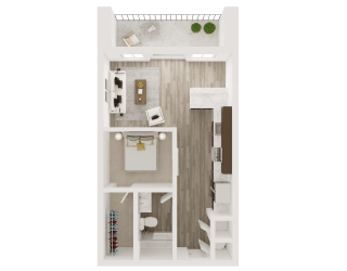 Studio 1 bath floor plan B at The Apex at CityPlace, Overland Park, Kansas