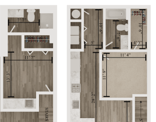 2 bedroom 2 bathroom floor plan R at The Apex at CityPlace, Kansas, 66210