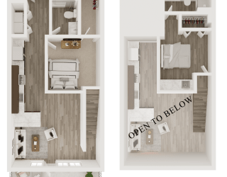 2 bedroom 2 bathroom floor plan B at The Apex at CityPlace, Overland Park, Kansas