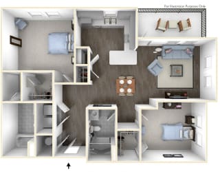 The Hawthorne 2 Bed 2  Bath Floor Plan at The Crest at Laurel Canyon, Canton, Georgia