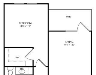 The Cypress  1 Bed 1 Bath Floor Plan at The Crest at Laurel Canyon, Georgia