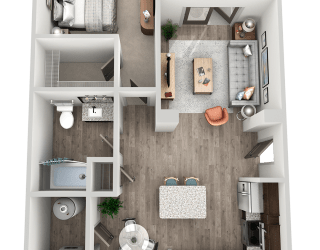 1 bed 1 bath A1 Floor Plan at The Crest at South Point, Georgia, 30253