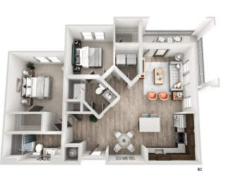 2 bed 2 bath B2 Floor Planat The Crest at South Point, McDonough, GA