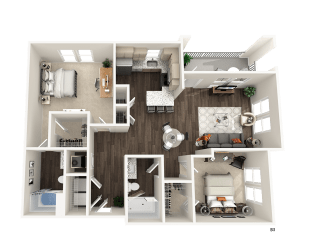 2 bedroom 2 bathroom B3 Floor Plan at The Crest at Acworth, Acworth, Georgia
