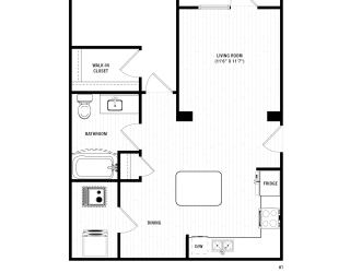 1 bedroom 1 bath A1 Floor Planat The Crest at South Point, McDonough Georgia