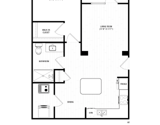1 bed 1 bathroom A2 Floor Plan at The Crest at South Point, McDonough, 30253