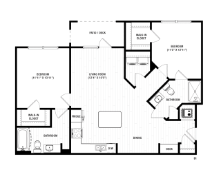 2 bed 2 bath B1 Floor Plan at The Crest at South Point, McDonough, 30253