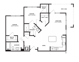 2 bedroom 2 bath B2 Floor Plan at The Crest at South Point, Georgia, 30253
