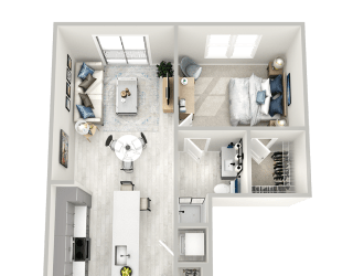 District at Riverside High End Apartment Community: A2 1 Bed, 1 Bath Floorplan located in Chattanooga, TN