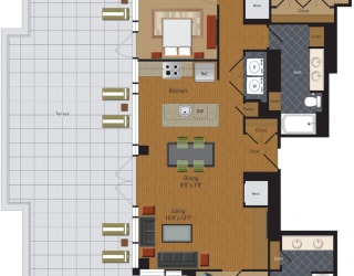 3BR Floor Plan at The Millennium, Arlington, VA