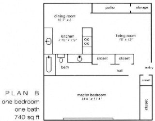 Floor Plan 1 Bed 1 Bath