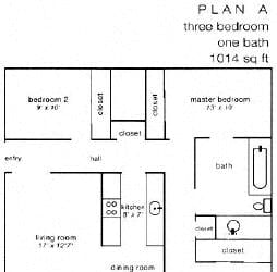 Floor Plan 3 Bed 1 Bath