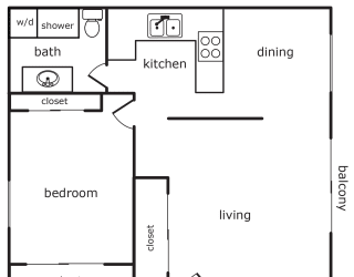 Floor Plan 1 Bed 1 Bath