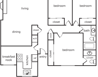 Floor Plan 3 Bed 1.5 Bath