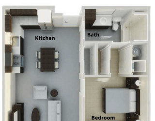 Floor Plan 1 Bed 1 Bath