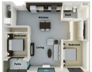 Floor Plan 2 Bed 1 Bath