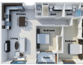 Floor Plan 2 Bed 2 Bath