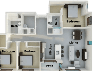 Floor Plan 3 Bed 2 Bath