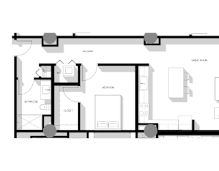 the floor plan of the house is drawn on a white background royalty free illustration