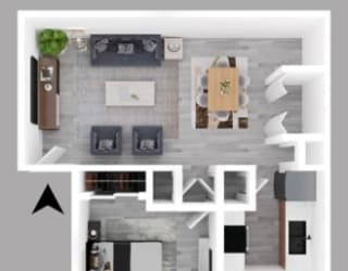 1-bedroom floor plan.