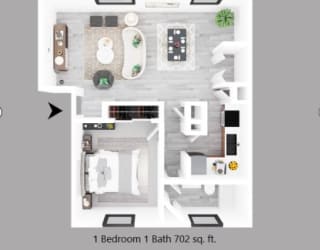 1-bedroom floor plan.