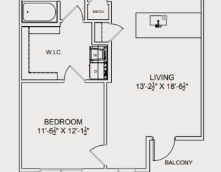 1 Bedroom Floor Plan at Wesmont, Indiana