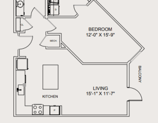 Floor Plan One Bedroom - Polka Dots and Moonbeams