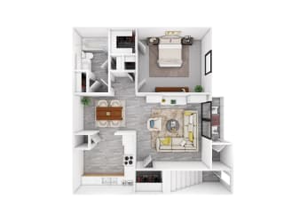 1-bedroom floor plan.