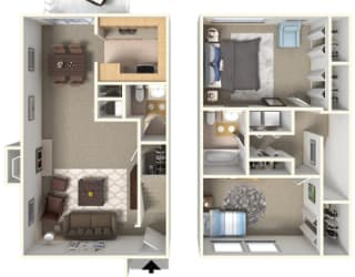 Floor Plan Two Bedroom 1.5 Bath TH
