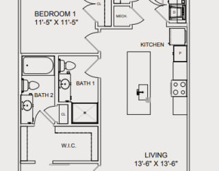 Floor Plan Two Bedroom - Body and Soul