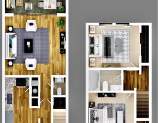 Floor Plan Two Bedroom 1.5 Bath TH