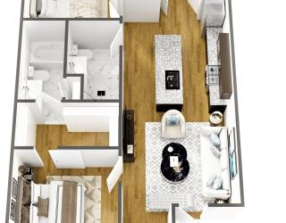 2 Bedroom Floor Plan at Wesmont, Indianapolis, IN